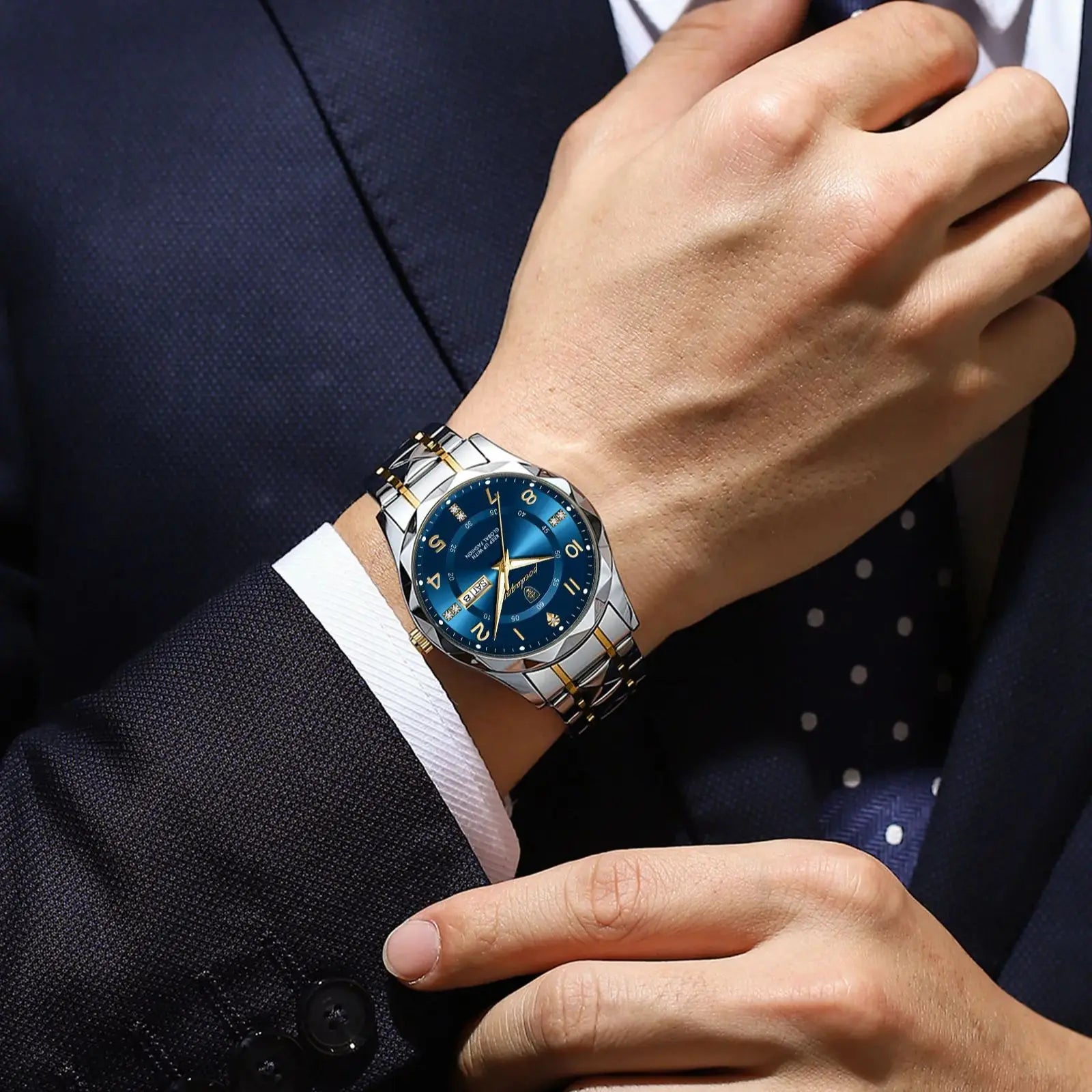 Luxury Men Quartz Watch Waterproof Date Week Luminous Wristwatch Stainless Steel Men'S Watches Male Clock Sports Reloj