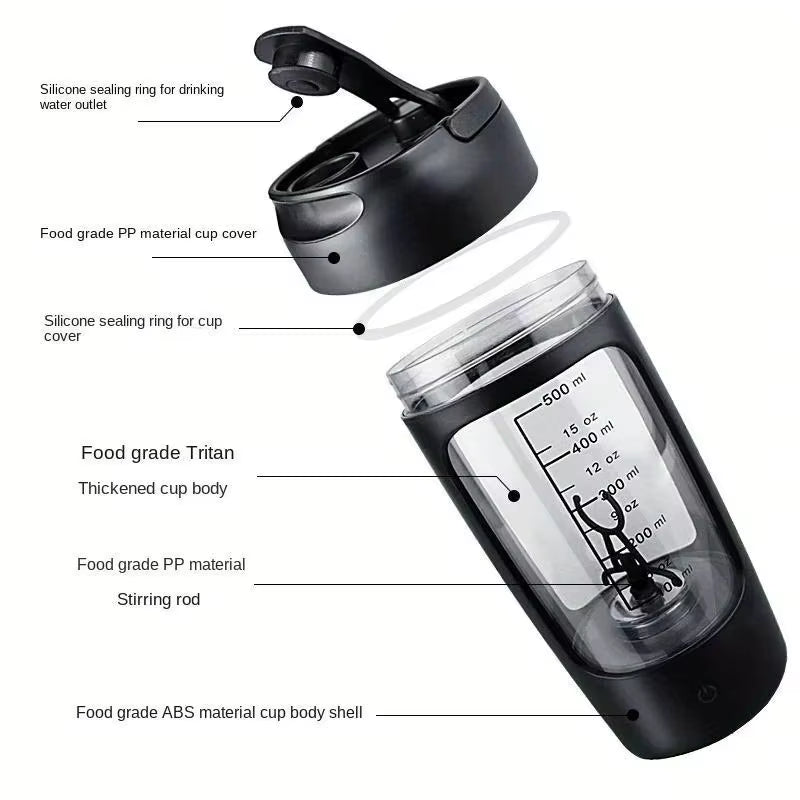 650ML Electric Mixing Cup Automatic Mini Portable Rechargeable Shaker Cup Sports Fitness Protein Powder Mixing Cup Mixer Bottle