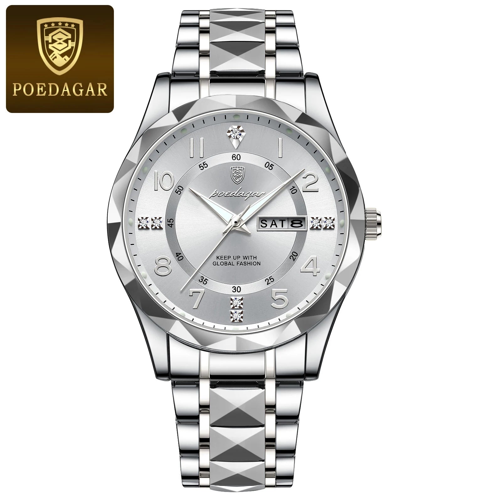 Luxury Men Quartz Watch Waterproof Date Week Luminous Wristwatch Stainless Steel Men'S Watches Male Clock Sports Reloj