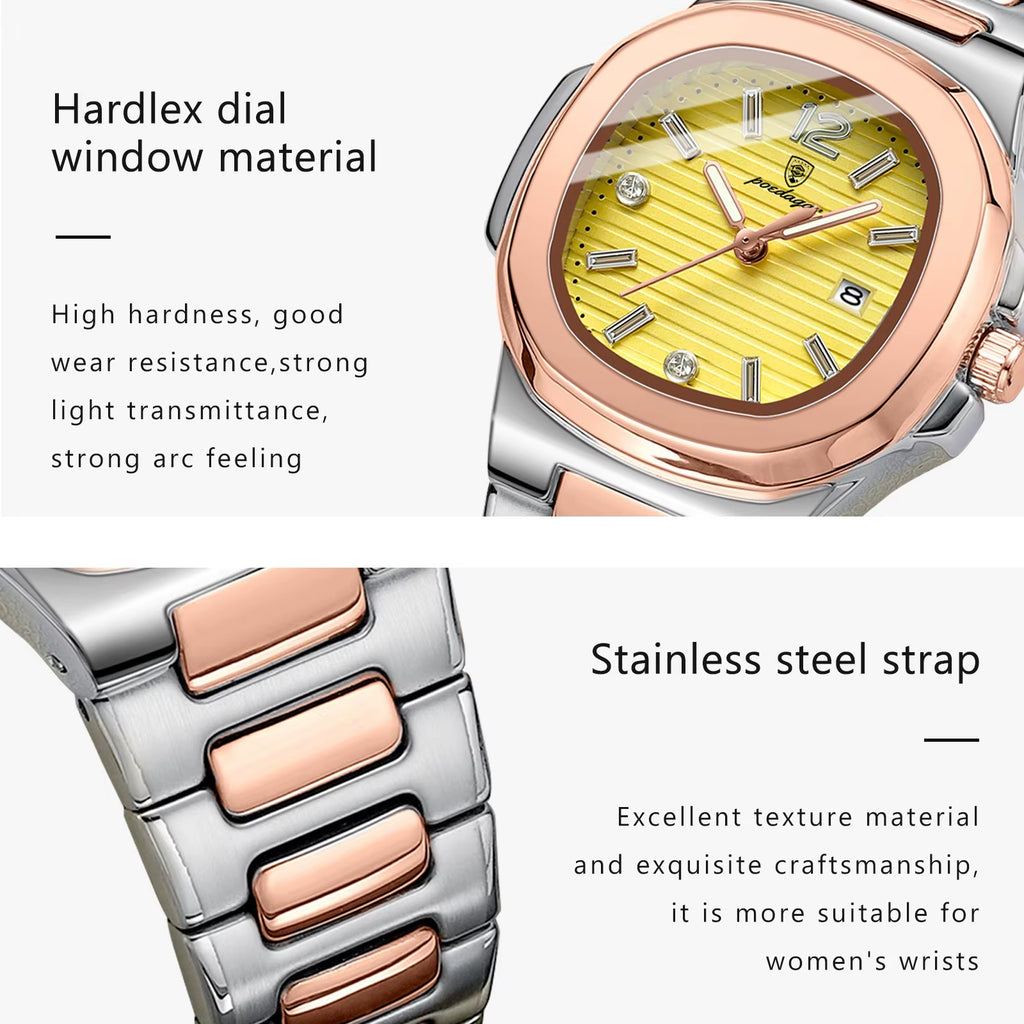 Luxury Watch for Woman Square Ladies Quartz Watch Luminous Waterproof Date Women'S Watches Dress Female Clock Reloj+Box
